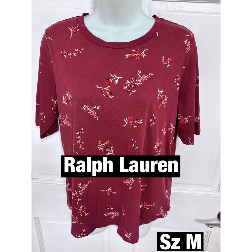 Ralph Lauren Burgundy Floral Short Sleeve Tee
